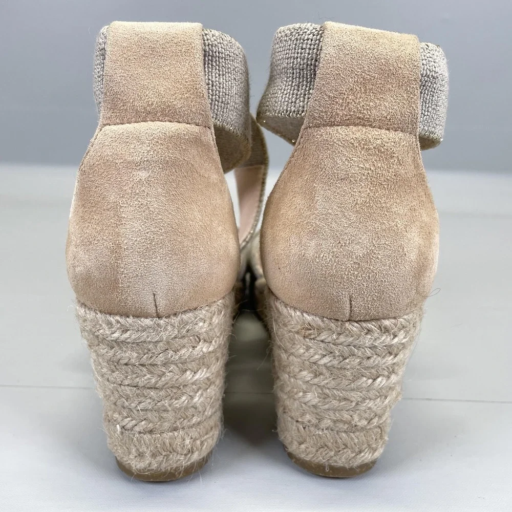 Kanna Espadrille Wedge Sandals Womens Size 37 Beige Crisscross Strappy Shoes